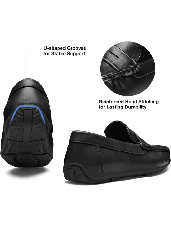 HEEZ Men\'s Black PU Faux Leather Penny Loafers Slip On Casual Driving Shoes main image 5